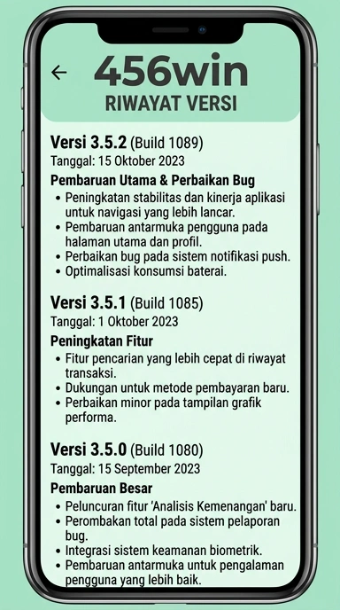Riwayat Versi Terbaru Aplikasi 456win untuk Android