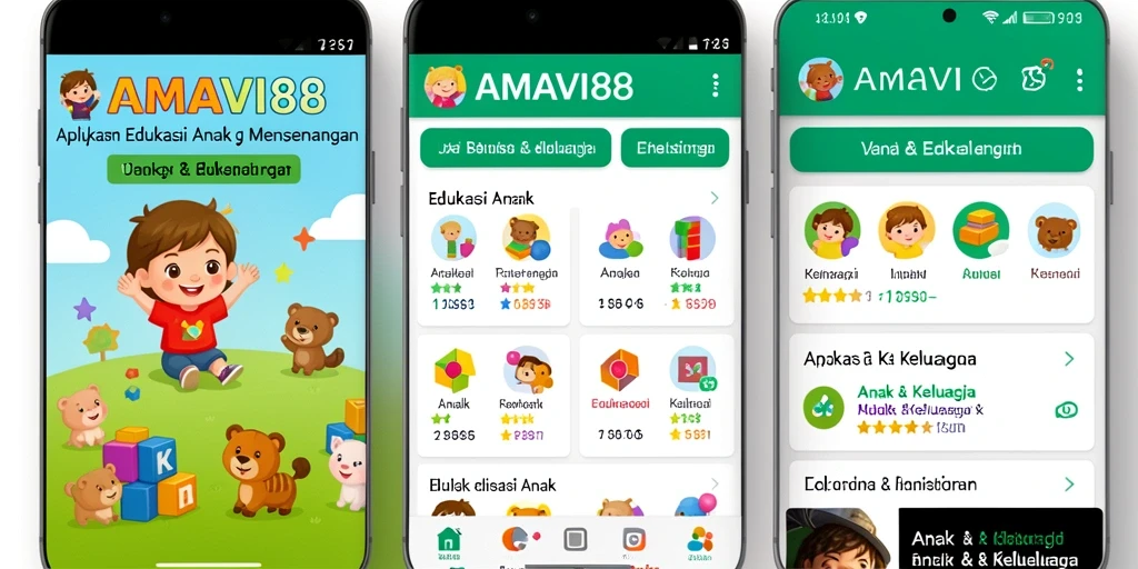 Antarmuka interaktif aplikasi AMAVI88 untuk edukasi anak.