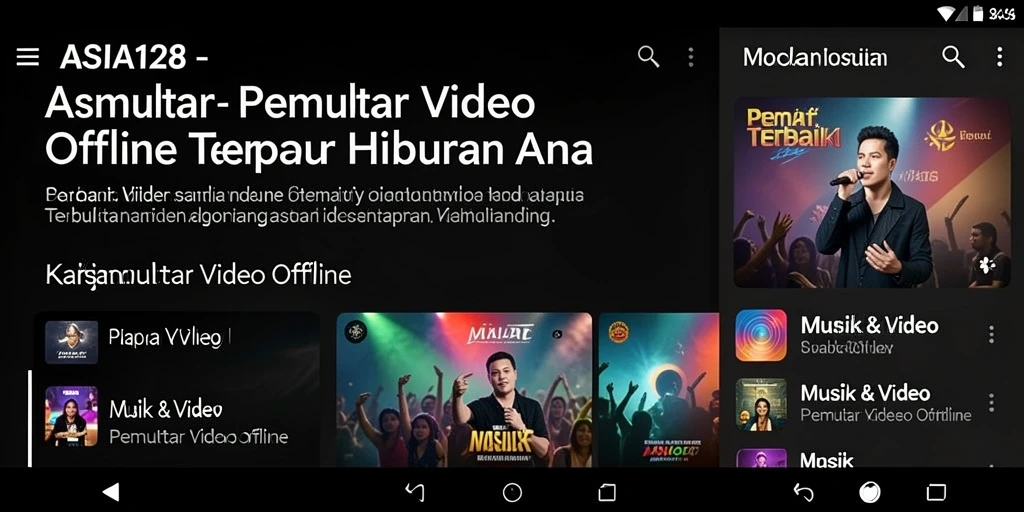 Tampilan antarmuka aplikasi Pemutar Video Offline ASIA128 yang sederhana dan fungsional.