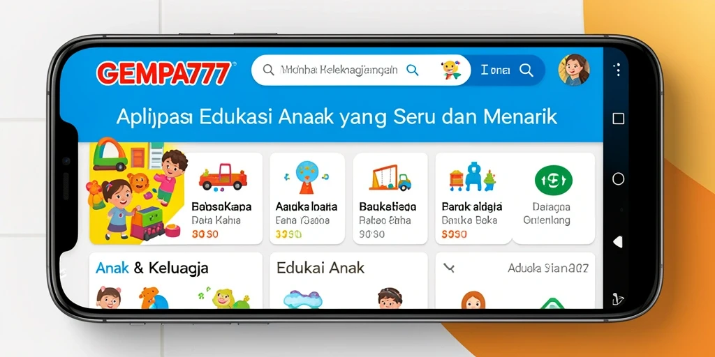 Antarmuka GEMPA777 yang menarik dan edukatif untuk anak-anak.