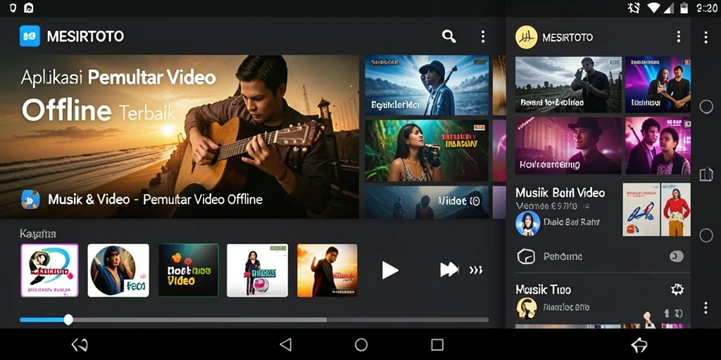 Tampilan antarmuka aplikasi Pemutar Video Offline MESIRTOTO yang user-friendly.