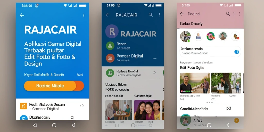 Screenshot antarmuka aplikasi RAJACAIR yang menampilkan berbagai fitur edit foto.